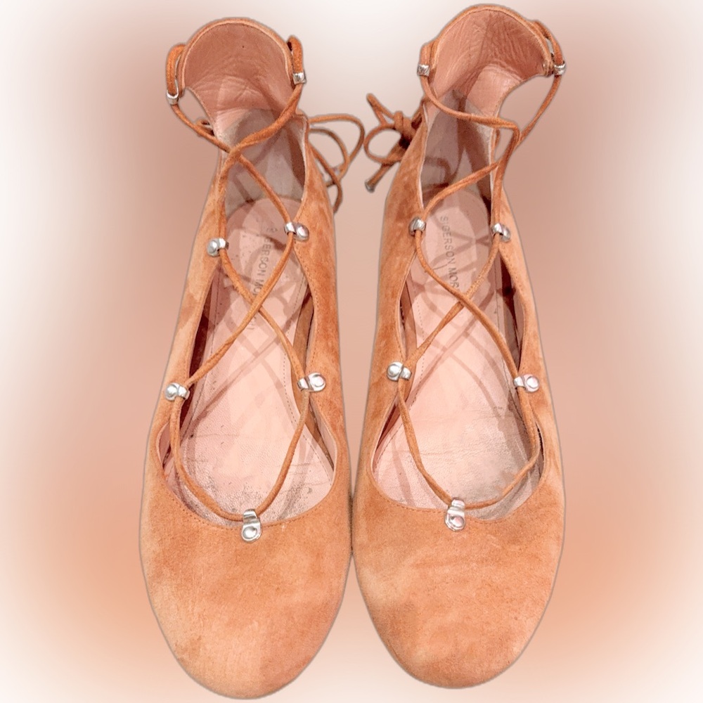Sigerson Morrison Tan Lace-Up Flats US 10